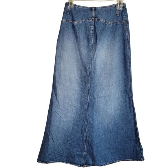 Ralph Lauren Denim Maxi Skirt 0 USA Made Y2K Long Modest Western Jean Blue - Picture 2 of 10